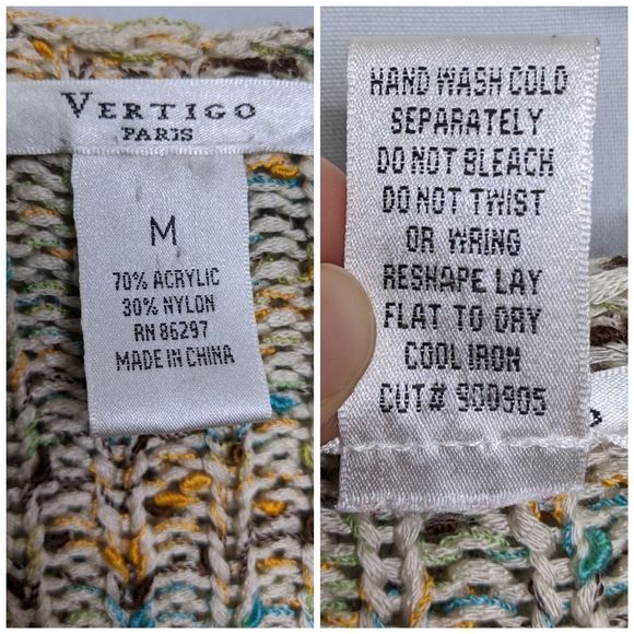 Vertigo Open Knit Single Snap Hooded Cardigan M - Picture 6 of 9